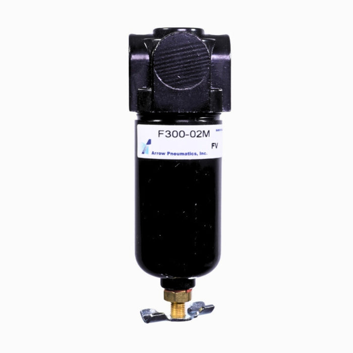 1/4" Mini Particulate Water Removing Filter – 20 Micron Sintered Bronze Element, 1 oz Metal Bowl, Manual Drain, 27 SCFM, 250 PSI Max