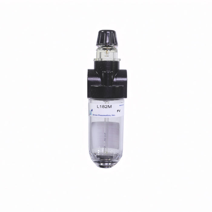 1/4" Mini Fog Lubricator – 1 oz Metal Bowl, 16 SCFM, 150 PSI Max, Low Flow Air Tool Oiler with Tamper-Resistant Knob