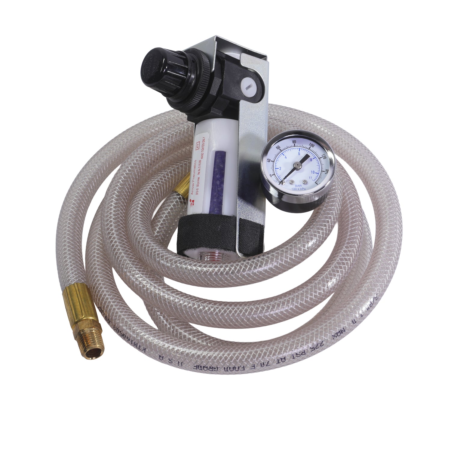 Desiccant Hose Kit – Mini Regulator with Gauge, Belt Clip, Disposable Desiccant Filter, 6.5 ft Lightweight Hose, 20 SCFM, 125 PSI Max