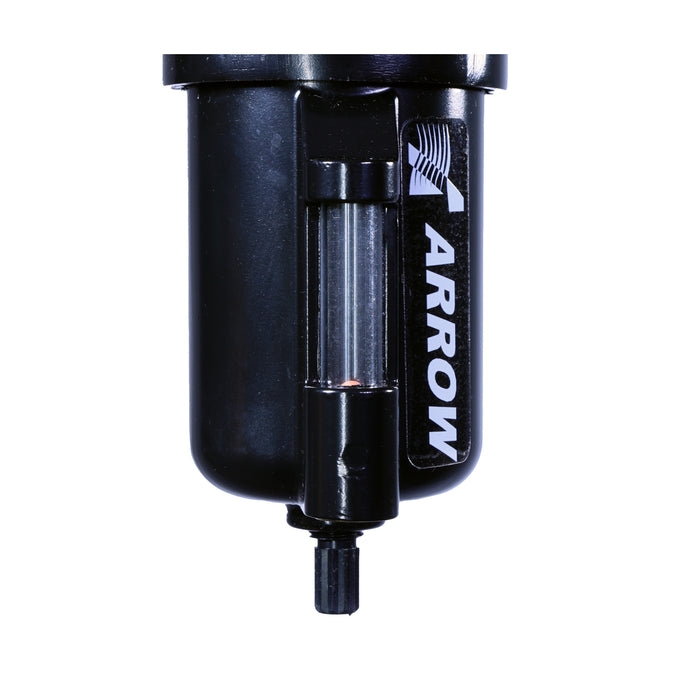 1/2" Standard Coalescing Filter – 0.03 Micron Element, 6 oz Metal Bowl with Sight Glass, Auto Drain, 37 SCFM, 175 PSI Max
