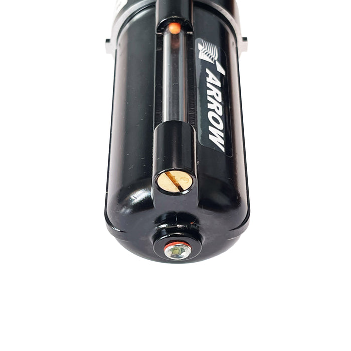 1/2" Standard Arrowfog Lubricator – 6 oz Metal Bowl with Sight, 142 SCFM, 200 PSI Max, Tamper-Resistant Knob, Aluminum Housing