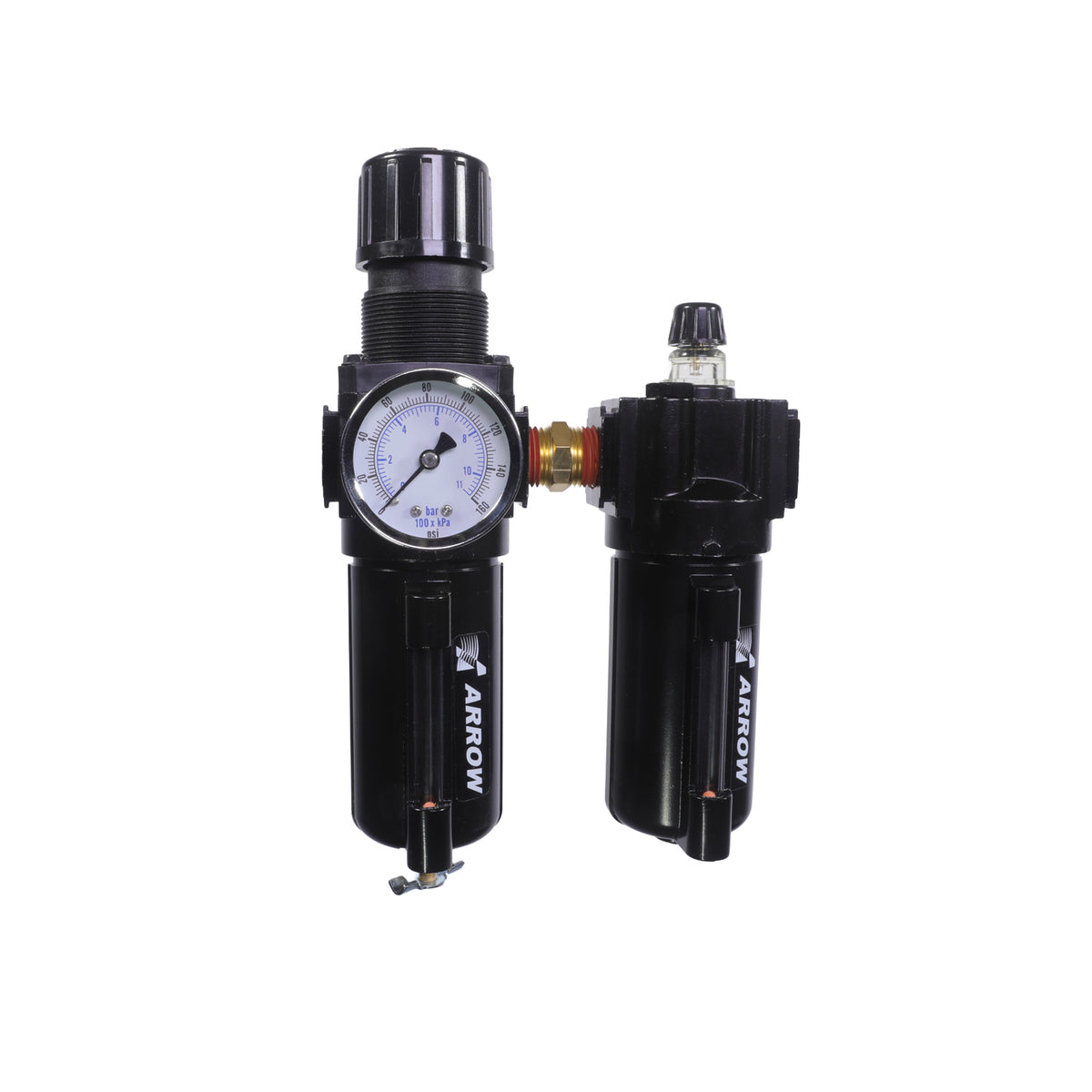 1/2" Filter Regulator Lubricator Combo 142 SCFM, 40 Micron Filter, M