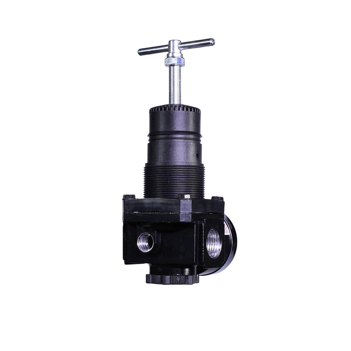 1/2" Air Regulator with Gauge – T-Handle Adjustment, 100 SCFM, 250 PSI Max, 5–125 PSI Range, Aluminum Body, Self-Relieving, Brass Valve Seat